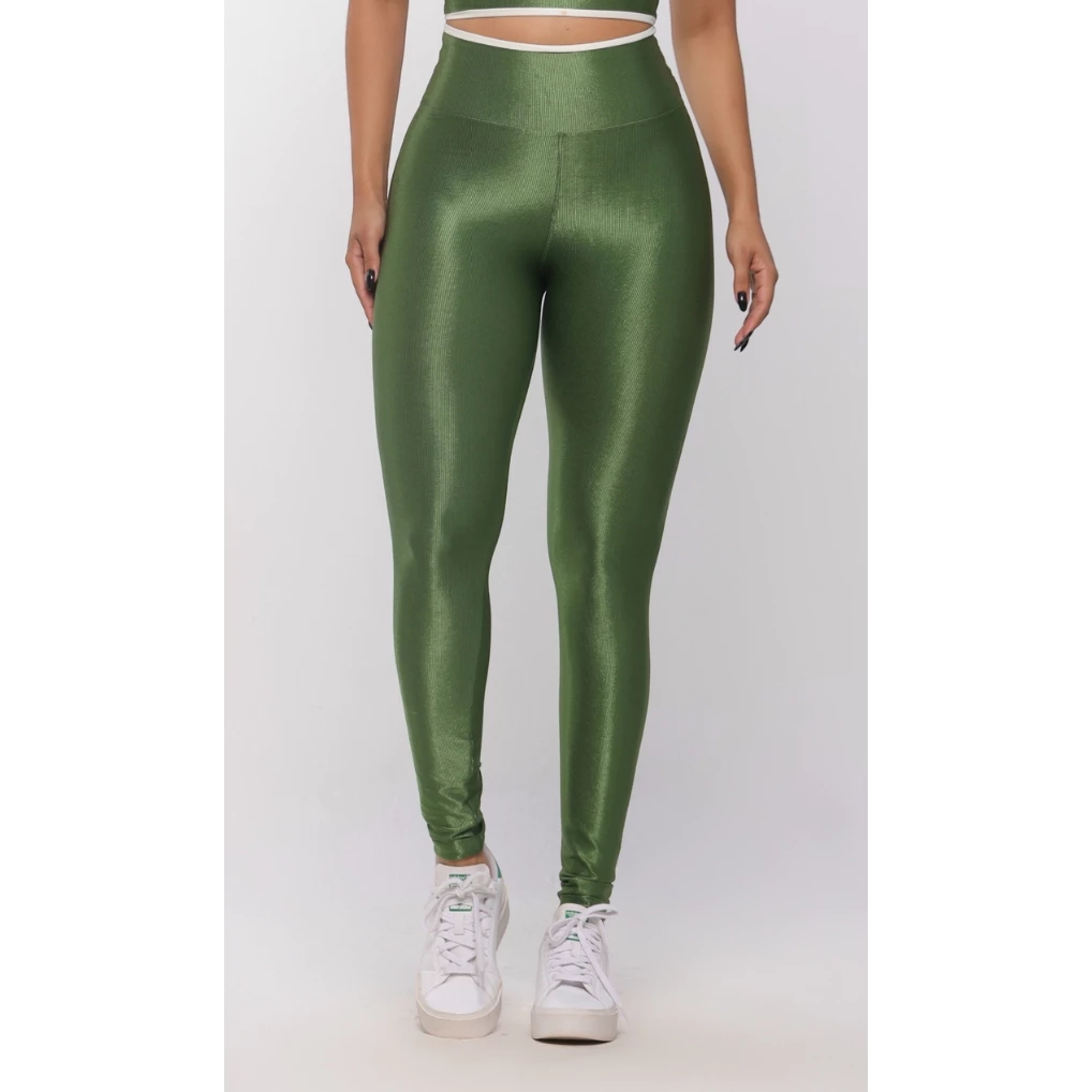 Calça Legging Fitness Para Academia Zero Transparência Alta Compressão Preta Verde militar Promoção Liquidação — imagem 1