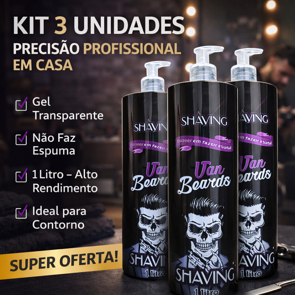 Kit 3 Unidades - Gel de Barbear Van Beards 1L