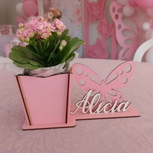 Kit 10 Cachepô Borboleta Centro Mesa Lembrancinha Decoração Tema Jardim Festa Infantil Personalizado