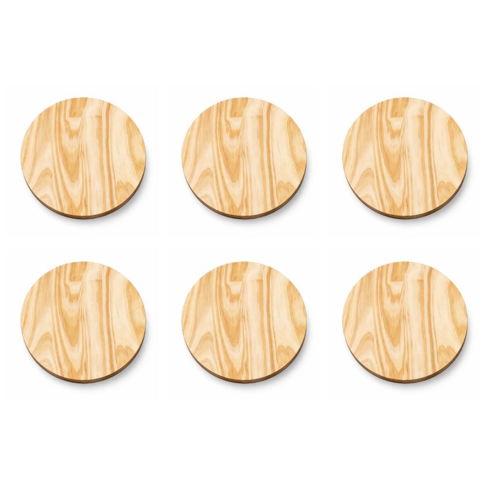 KIT 6 Unidades Tábua Redonda Pinus Disco de Madeira para Queijo Sousplat Decoração de Mesa