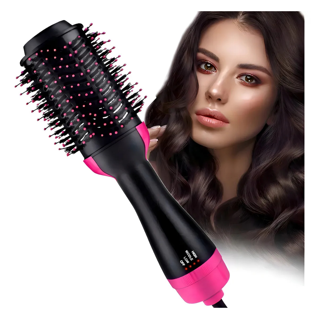 Escova Secadora Alisadora Profissional 3 EM 1 Seca Modela Anti Frizz Alta Potência