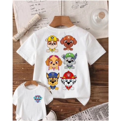 Camiseta Infantil Patrulha Canina Chase Marshall Skye Rocky Zuma Rubble 100% Algodão Camisa Personagens Manga Curta
