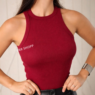 Regata Blusinha Feminina Premium Duplo Básica Elegante Blogueira Tendencia Algodão Qualide Premium