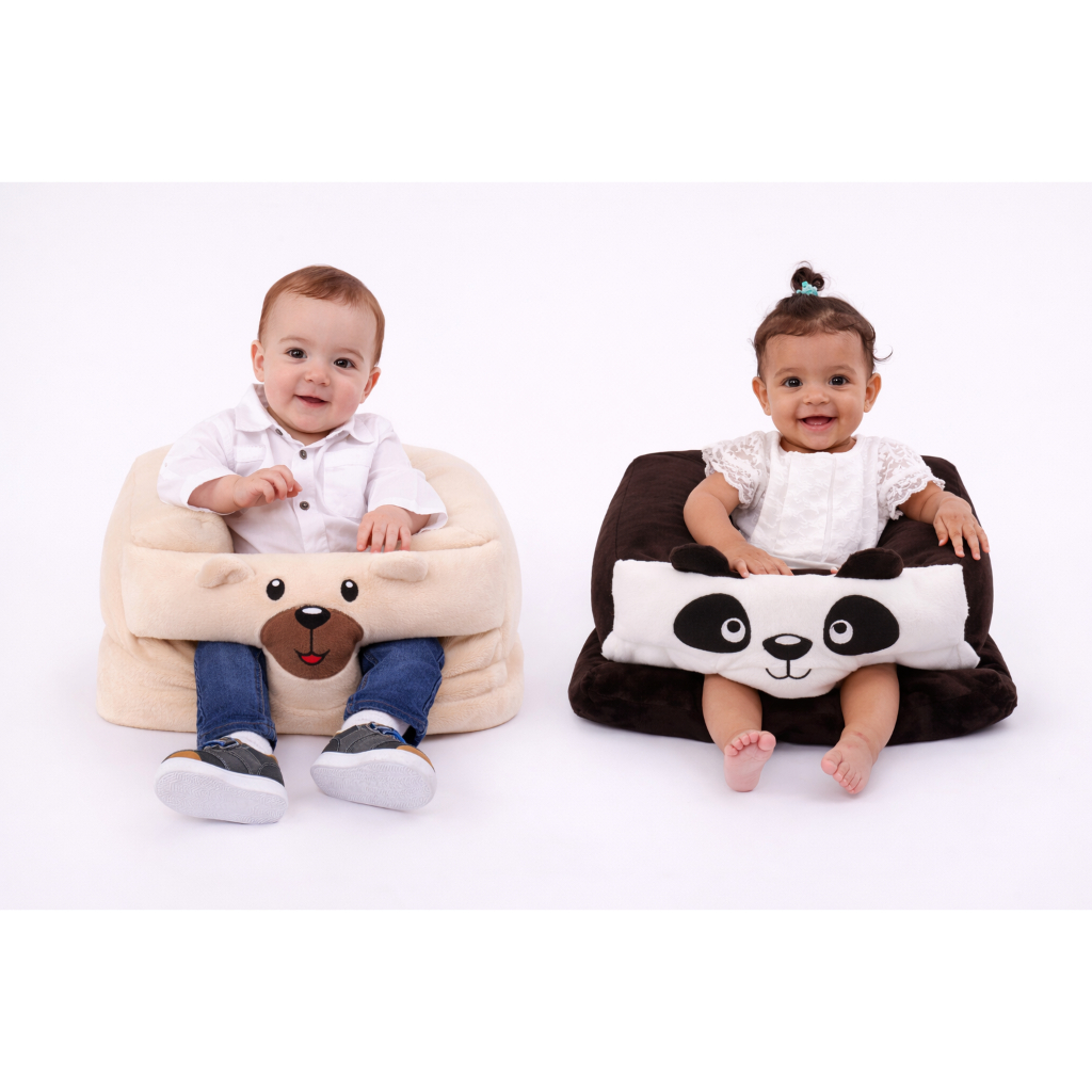 Assento Pelúcia Infantil Bebê Seguro Confortável Encosto Proteção Criança