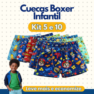 CUECA BOXER BOX INFANTIL MENINO CRIANÇA | KIT COM 5 OU 10 UNIDADES em Oferta na Shopee