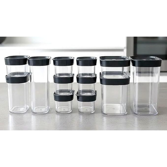 Kit de Potes Herméticos, Conjunto de 12 Unidades para Mantimentos Transparentes