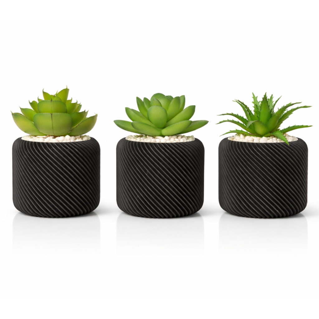 Suculenta Artificial no Vaso Kit 3 Vasos Decorativos Realistas