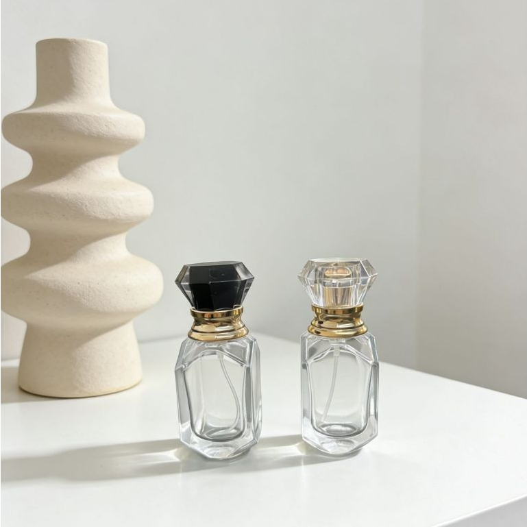 1/2 pcs Frasco de Perfume de Vidro Luxuoso com Tampa de Cristal diamante 30ml Portátil e Recarregável