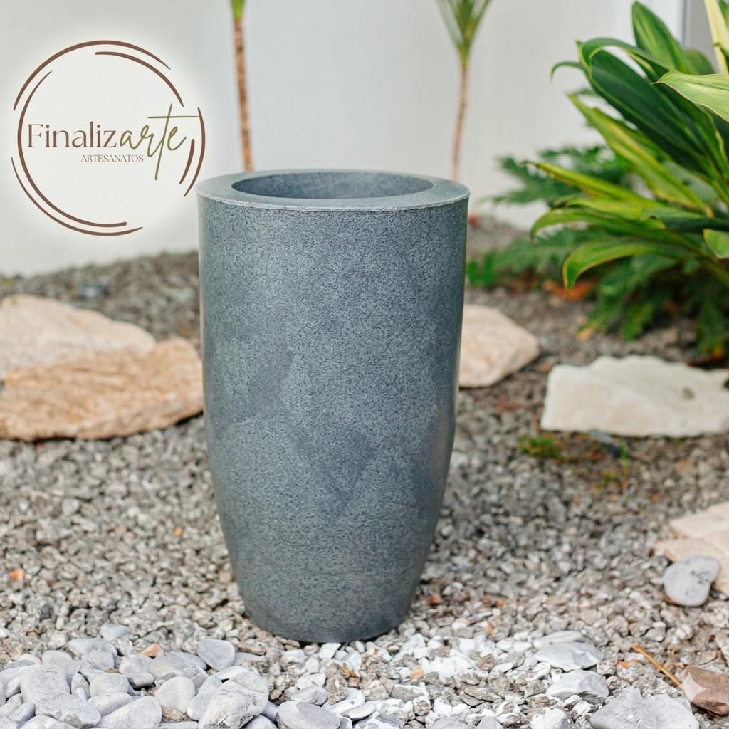 Vaso Planta Sala Coluna Ibiza Cone P Decorativo Liso Marmorizado Luxo 40x24 Resistente