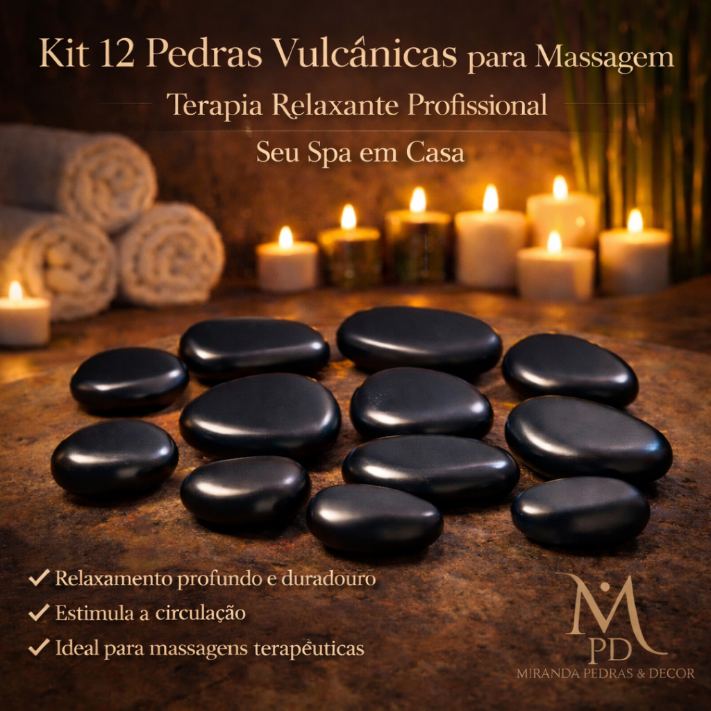 Kit 12 Pedras Quentes Vulcânicas para Massagem Corporal  | Pedras Naturais | Spa em Casa em Oferta na Shopee