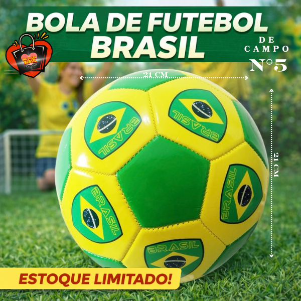 Bola de Futebol Brasil - Campo (Tam 5) ou Futsal (Tam 2) Premium Resistente Verde Amarelo infantil