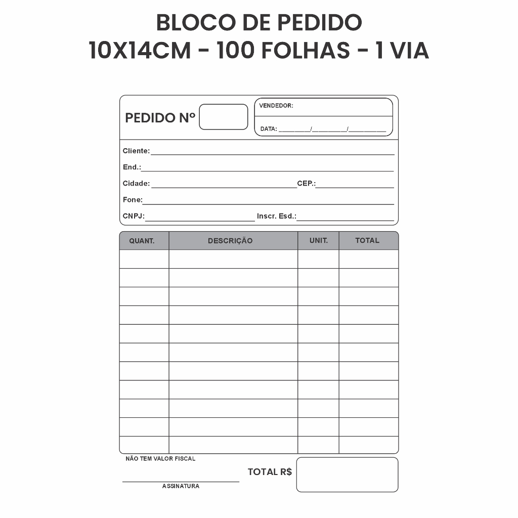 Bloco de Pedido 100 Folhas A6 — imagem 2 de 2
