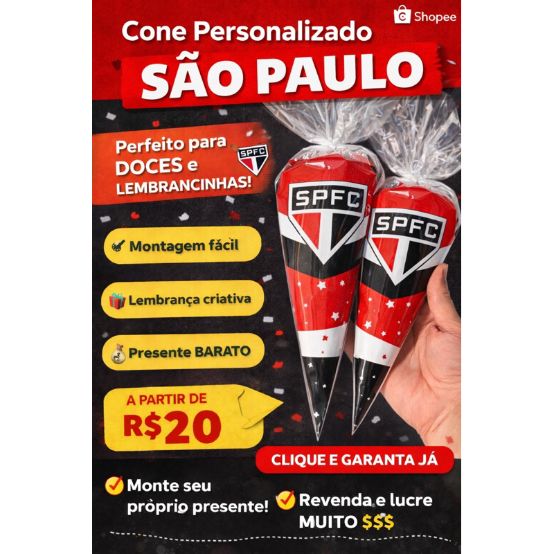 Cone São Paulo Personalizada| Torcida Independente | Lembrancinha Futebol Barata