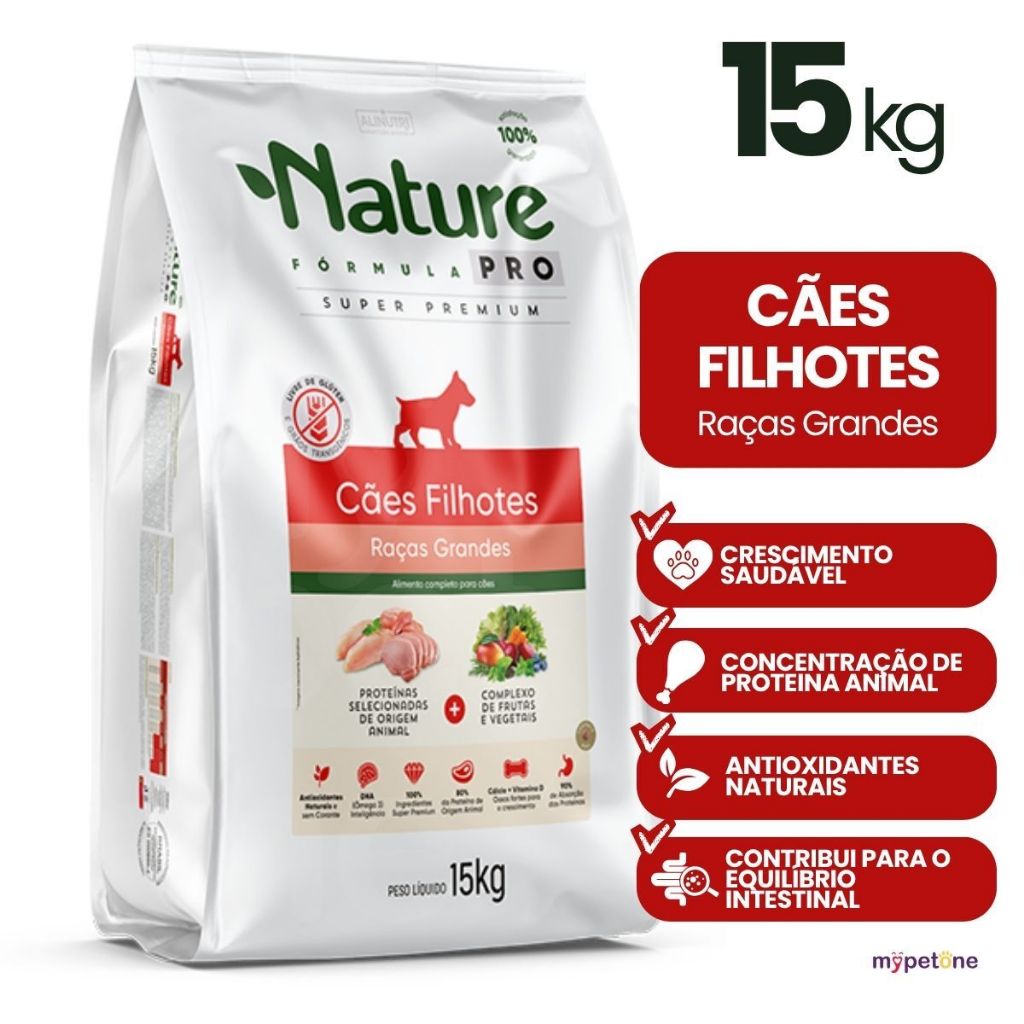 Ração Nature Fórmula Pro Cães Filhotes Raças Grandes 15kg em Oferta na Shopee