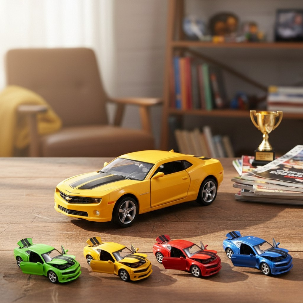 Carrinho de Ferro Colecionador Camaro Miniatura Abre Capô Com Porta de Metal Pneu borracha