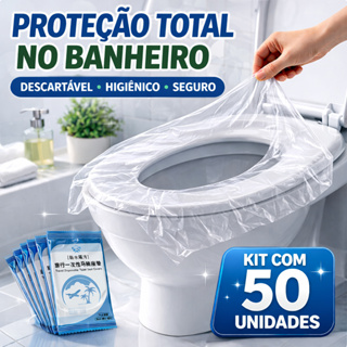 50 Protetores Assento Sanitário Descartável Plástico Privada Folha Forro Bacia Banheiro Público Kit em Oferta na Shopee