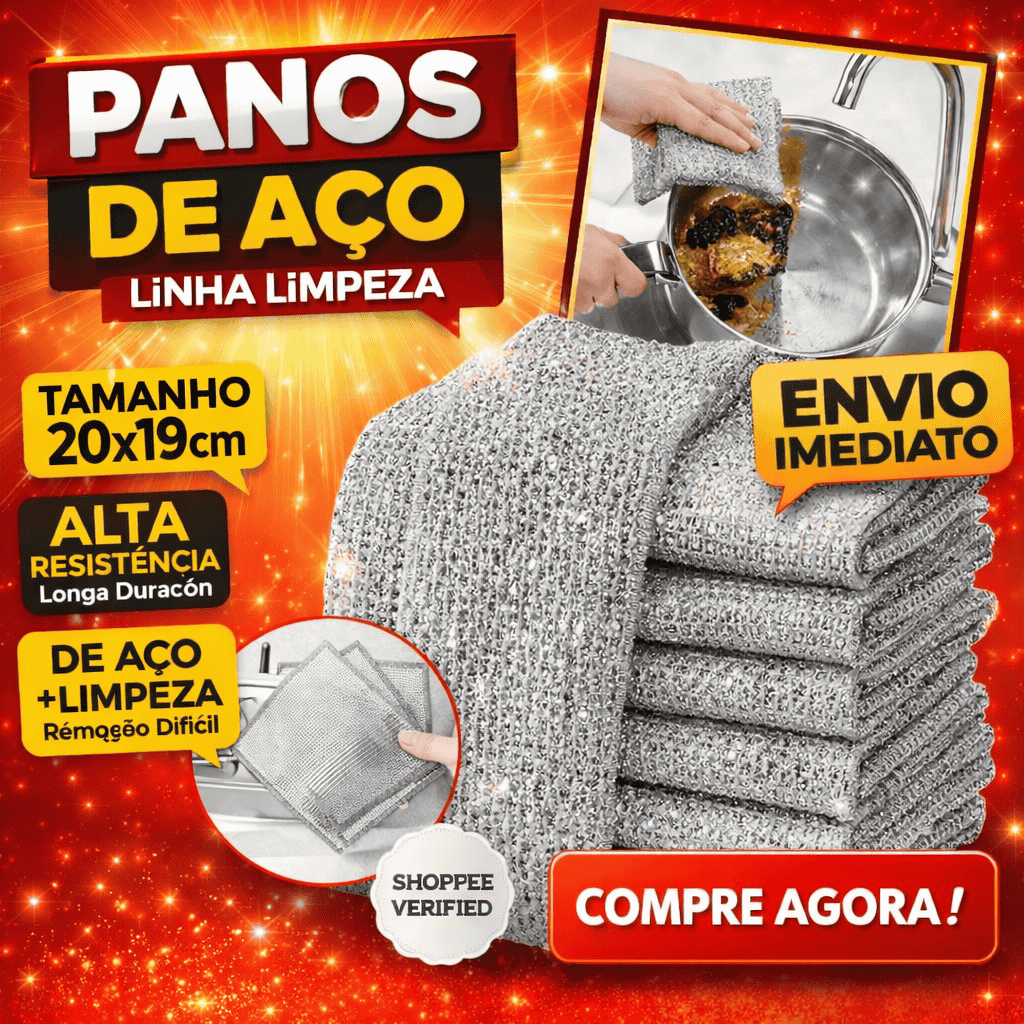 Imagem Kit 6/12/18/24 Panos De Limpeza Aço Cozinha Premium Doméstico Arear Panela Fogão Toalha Louça Tira Gordura Reutilizável