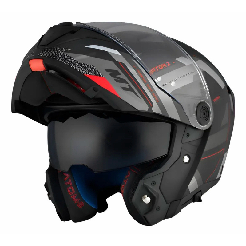 Capacete Moto Robocop Mt Helmets Atom 2 Sv Bast Preto Vermel