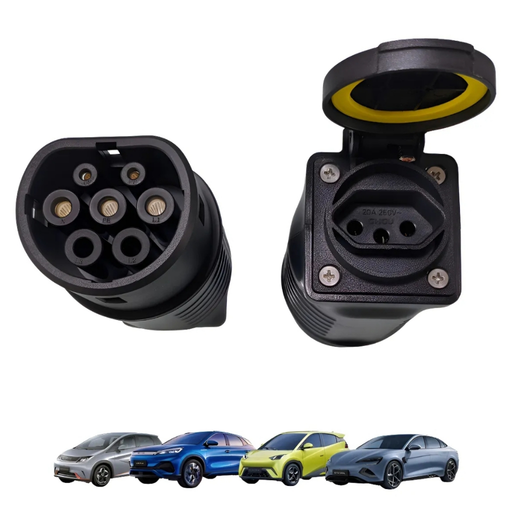 Plugue De Descarga V2l Tomada Carro Elétrico Tipo 2 Byd Gwm Dolphin Yuan Haval H6 Seal