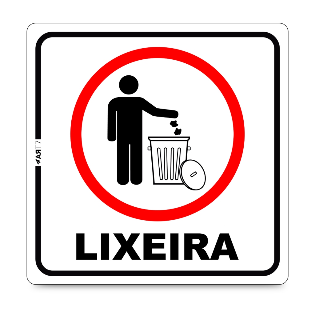 Placa Sinalização Lixeira Informativa Lixo Aviso Atenção Identificação Ps