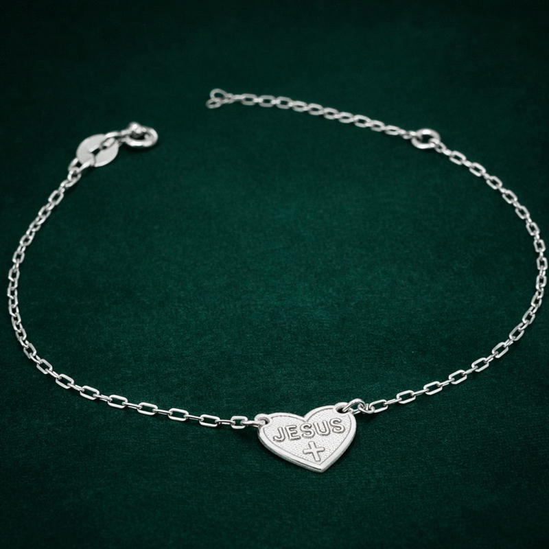 Pulseira Feminina Jesus Coração Cheio Delicada em Prata 925 em Oferta na Shopee