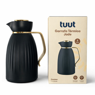 Garrafa Térmica Jade Luxo 1L Ampola de Vidro Abertura de Click Café Chá Preta com Alça Dourada + Book em Oferta na Shopee