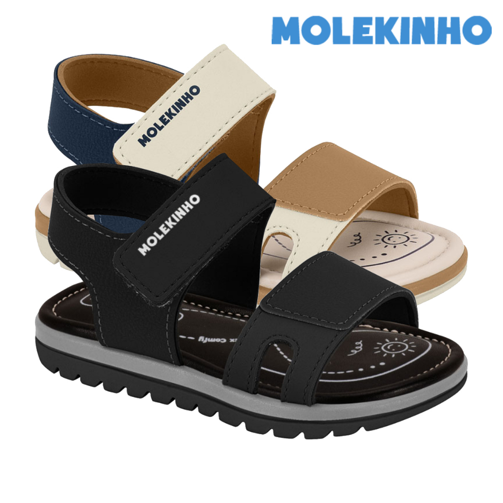 Sandália Papete Infantil Menino Molekinho Calce Fácil Velcro Casual Dia a Dia Confortável Original em Oferta na Shopee