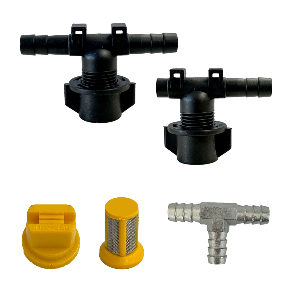 Kit 4 Porta Bico Completo Para Mangueira De 3/8 2 T + 2 L + Tê Metálico De Ligação