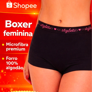 Kit 4 Calcinha Boxer Feminina Cueca box Feminina Plus Size Calcinha Box Shortinho de dormir lingerie em Oferta na Shopee