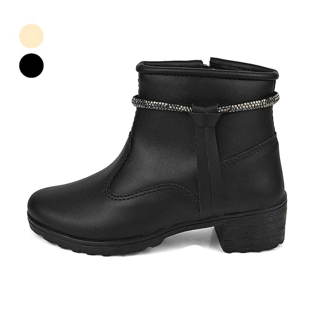 Bota Coturno Feminino Infantil Menina Ankle Boot Salto e Strass Lulopé