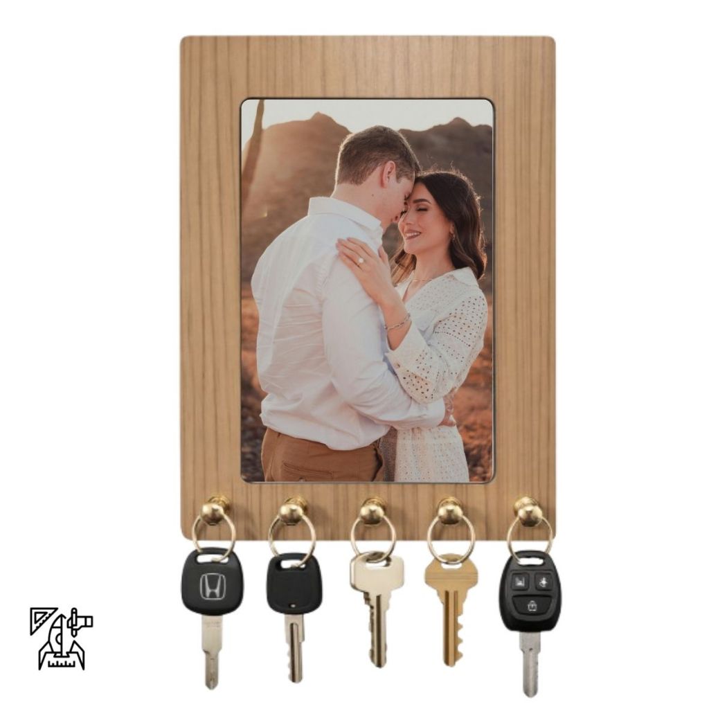 Porta Chave com 5 ganchos com sendo porta retrato, Decoração, Parede, MDF, Foto, Personalização