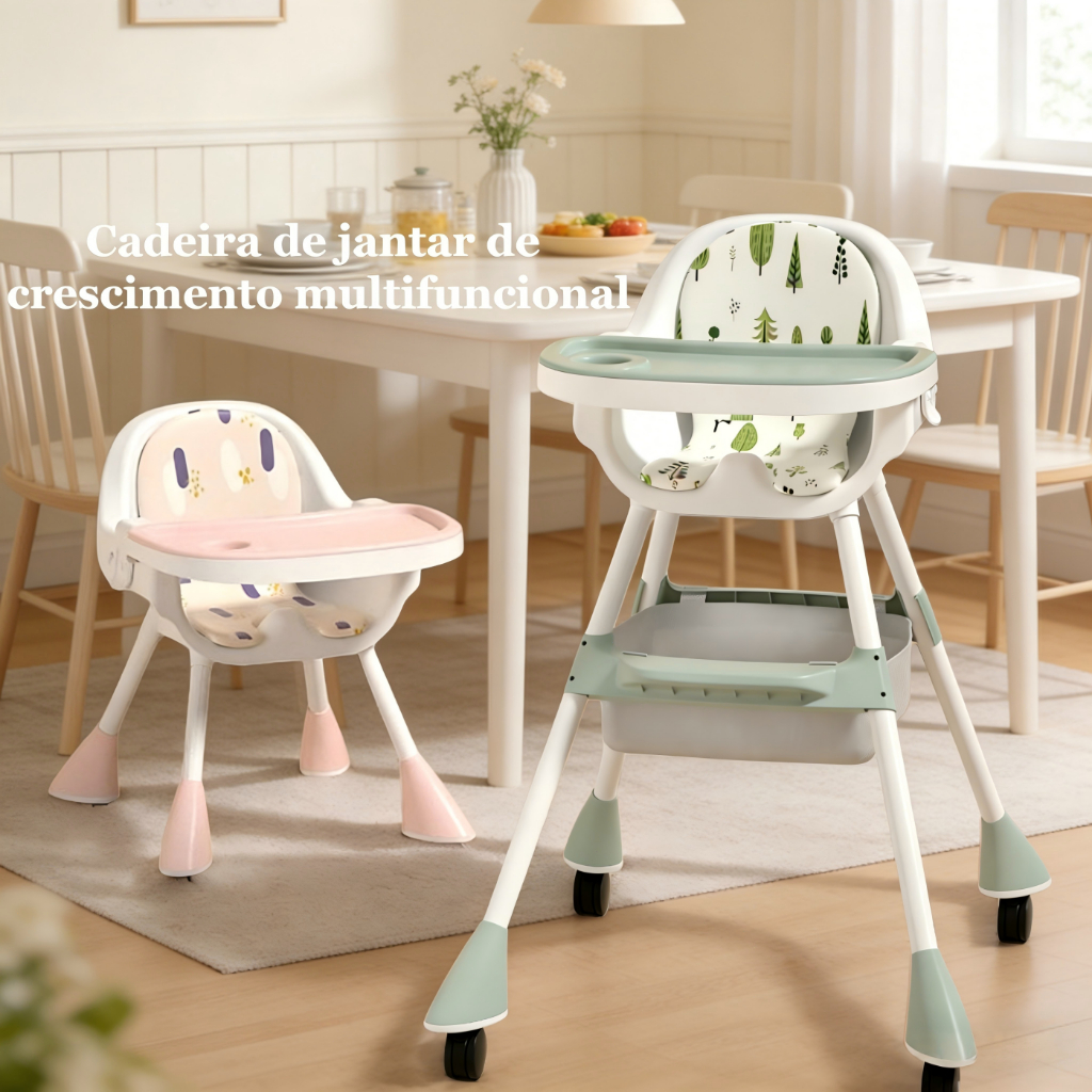 Cadeira De Alimentação Infantil Bebê Portátil 3 Em 1 Re Alta E Baixa Com Assento Dobrável