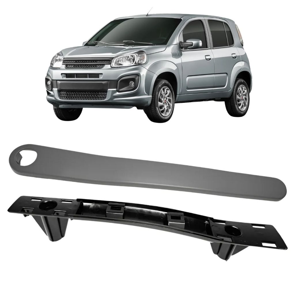 Kit 2 Peças Moldura Puxador Manual Uno 4 Portas 2010 a 2015 Cinza/Preto