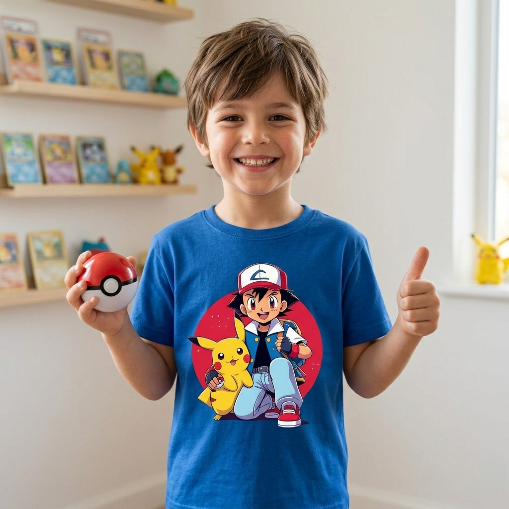 Camiseta Pikachu Pokémon Infantil e Adulto 100% Algodão Unissex Camisa Desenho Anime Premium Casual Criança Ash