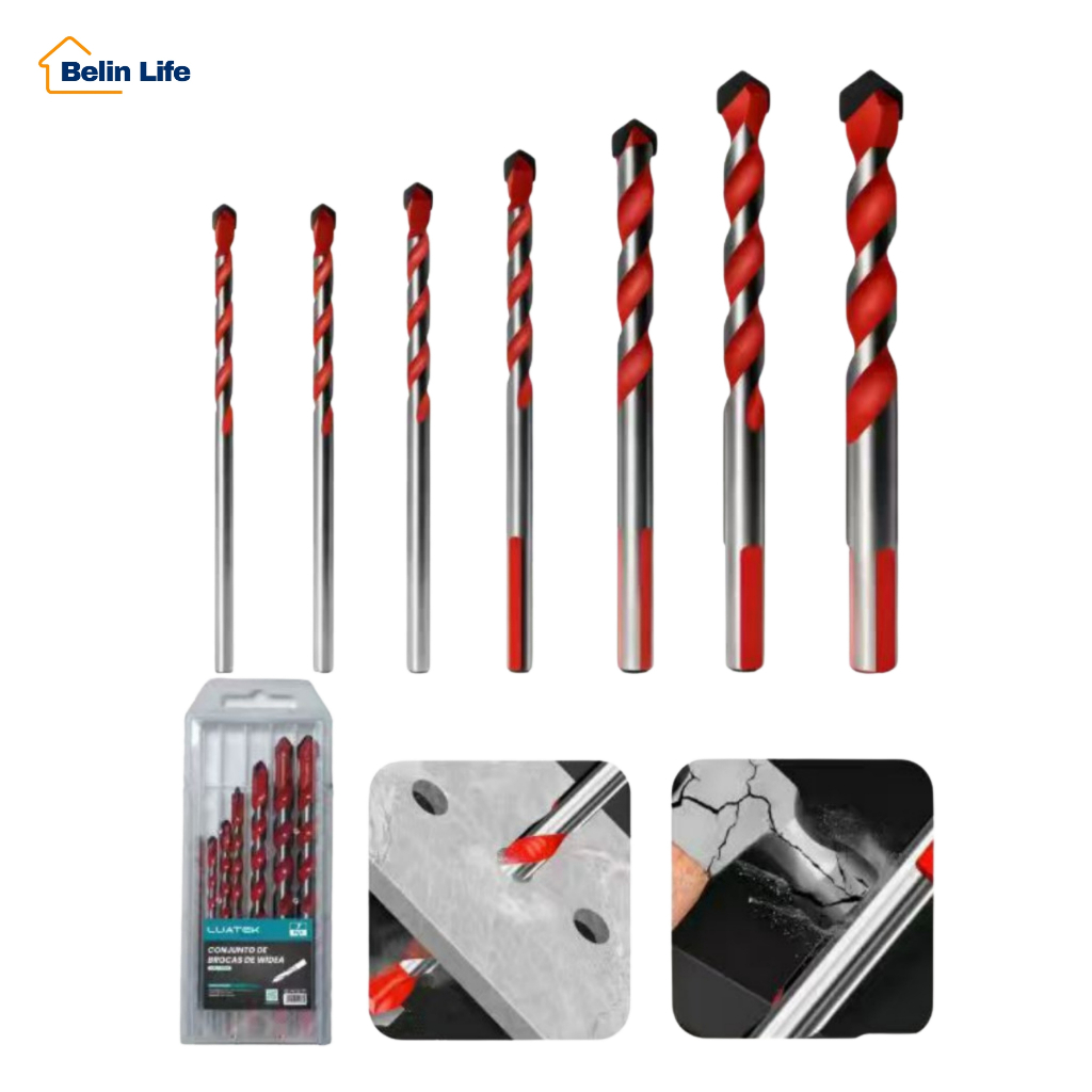 Jogo 7 Brocas Triangulares 3-12mm p/ Porcelanato Vidro e Concreto Alta Precisão Widia Luatek LWJ-1954 em Oferta na Shopee