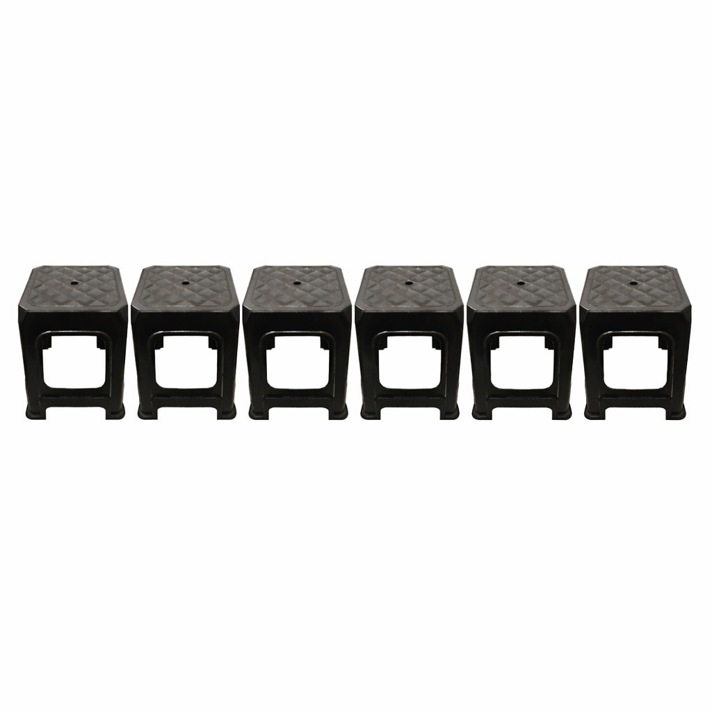 Kit 6 Banqueta Plástica Reforçada Preto Alto Suporta Ate 130kg — imagem 2 de 2