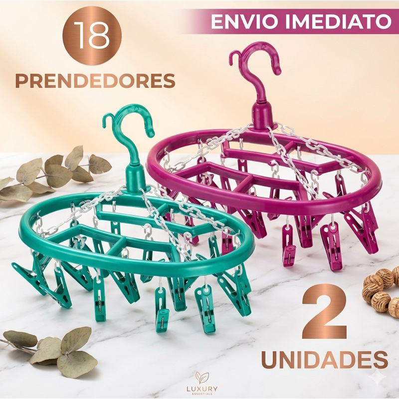 Varal De Roupa Oval Calcinha, Cuecas e meias com  18 Pregadores, cores sortidas -