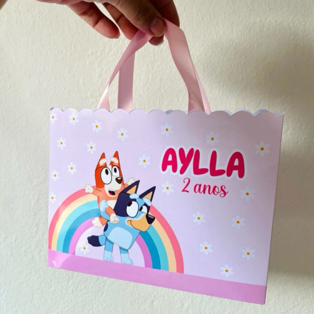 SACOLINHAS PARA LEMBRANCINHAS PERSONALIZADA BLUEY |SACOLA SURPRESA ANIVERSARIO|KIT PEGUE E MONTE