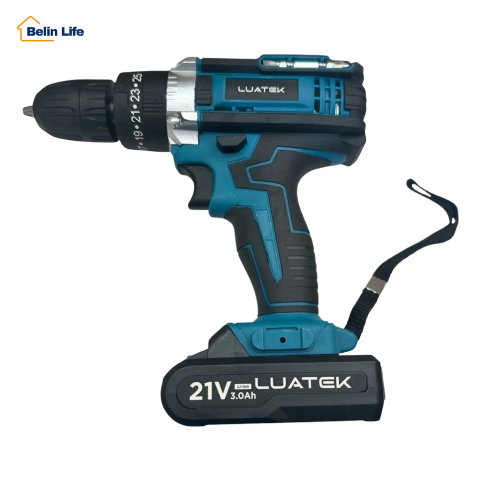 Kit Furadeira Parafusadeira de Impacto Sem Fio Profissional 1 Baterias Motor Brushless com Maleta Luatek LWJ-272