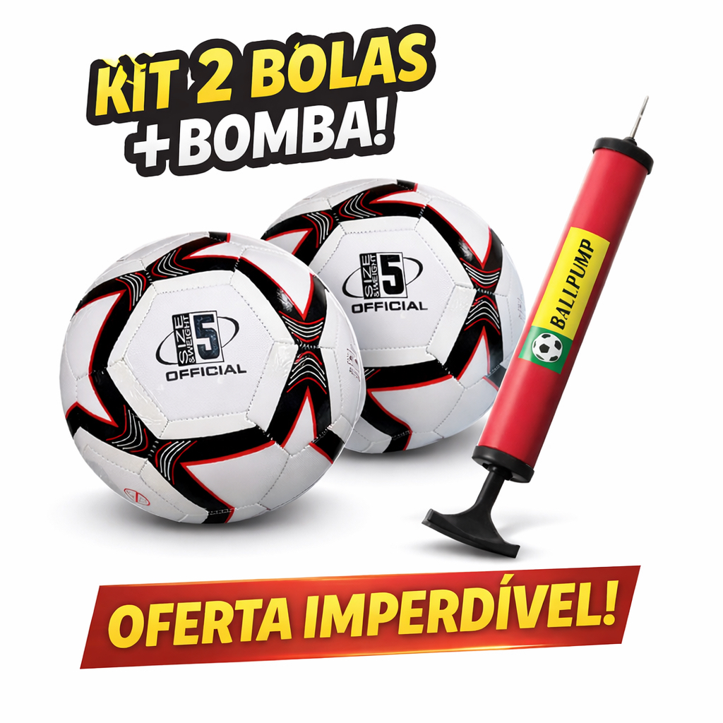 Kit 2 Bolas de Futebol Tamanho Oficial + Bomba | Resistentes p/ Campo e Treino