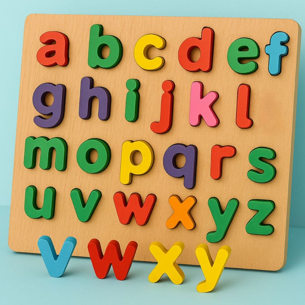 Brinquedo Quebra Cabeça em Madeira Alfabeto Infantil Educativo Letras Coloridas Didático