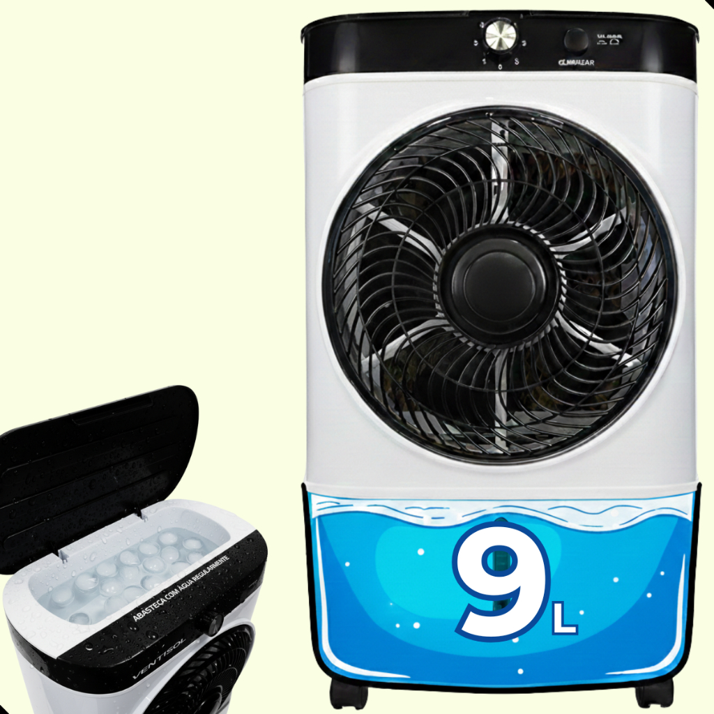 Climatizador Ventisol 9 Litros Evaporativo Portátil 5 em 1 Ideal Para Residência Escritórios