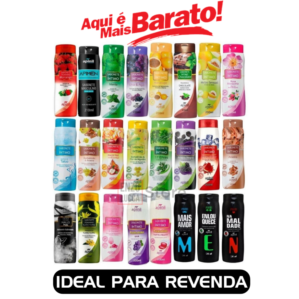 🔴 KIT COM 10 UNIDADES 🔴 💧 Sabonete Íntimo APINIL – 🌸 Diversas fragrâncias irresistíveis
