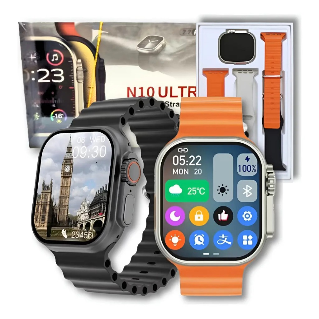 Smartwatch N10 Ultra 2 49mm Tela 2.2" Bluetooth 4 Pulseiras Hryfine clip-icon Smartwatch N10 Ultra 2 49mm Tela 2.2" Blue