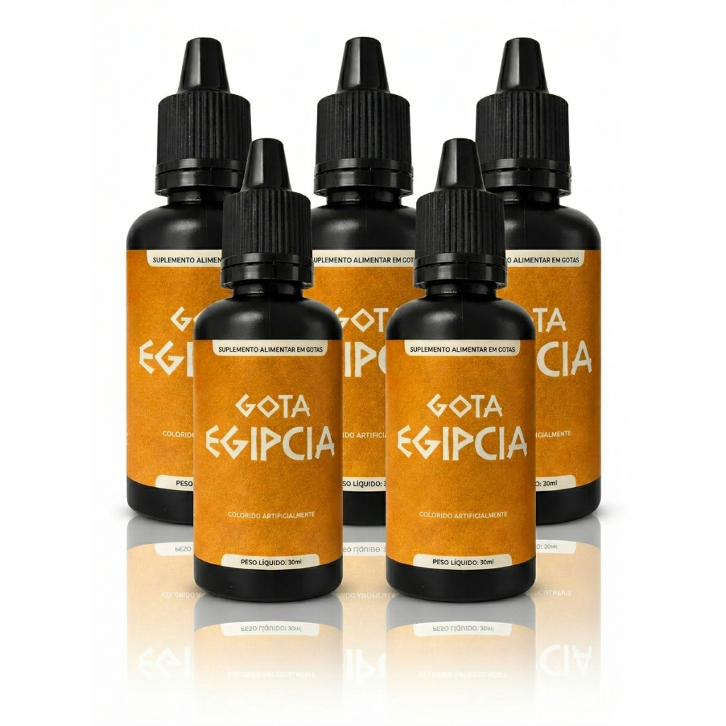 Kit com 5 Arginina Taurina Zinco Magnésio Gotas 30ml Gota Egipcia Sabor Menta