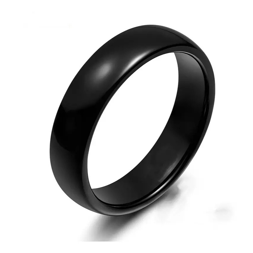 Aliança Preto 6mm Tucum Unissex Anel LGBT Tradicional Abaulada Aço Inoxidável Avulsa