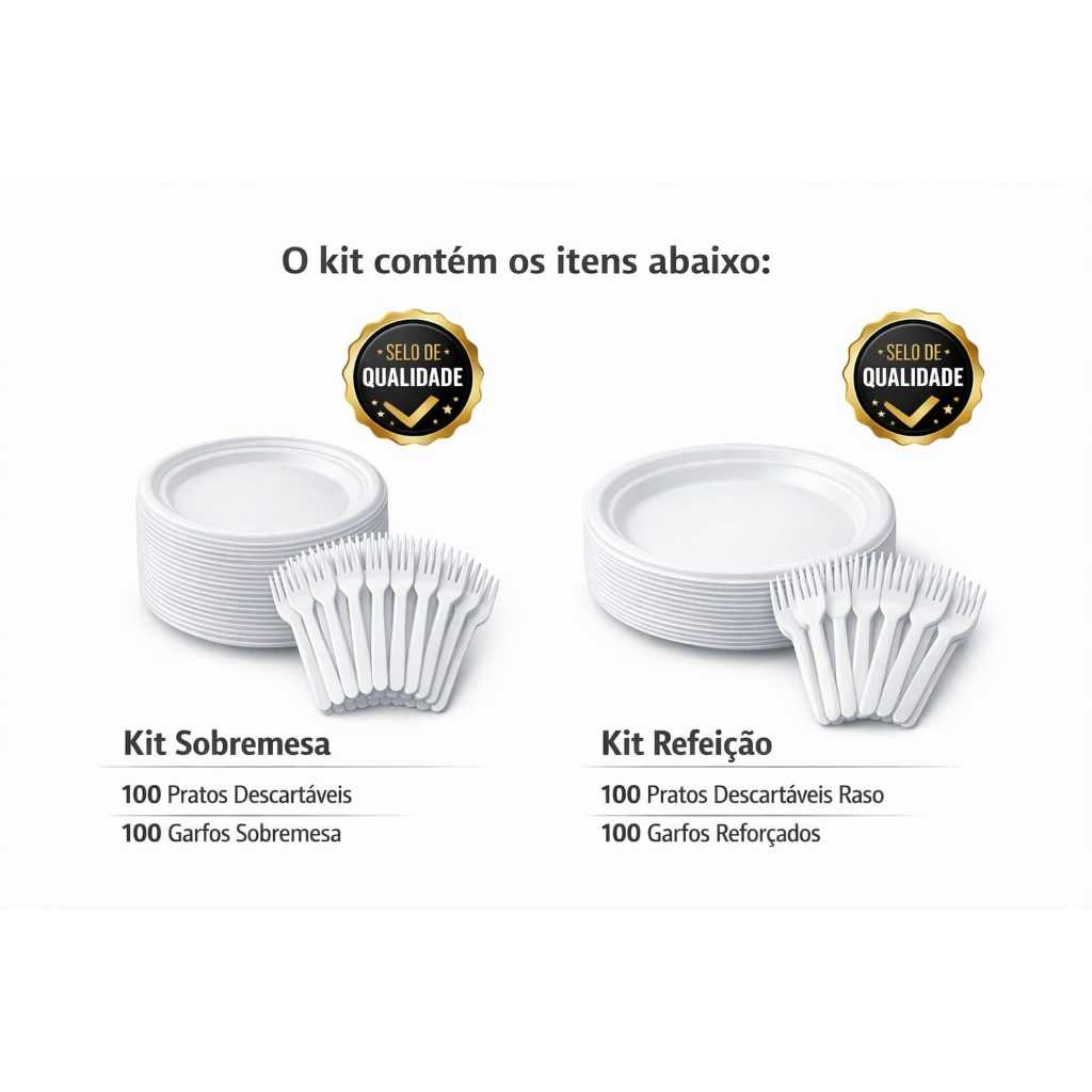 Kit churrasco e sobremesa descartavel, pratos e garfos refeição e sobremesa.