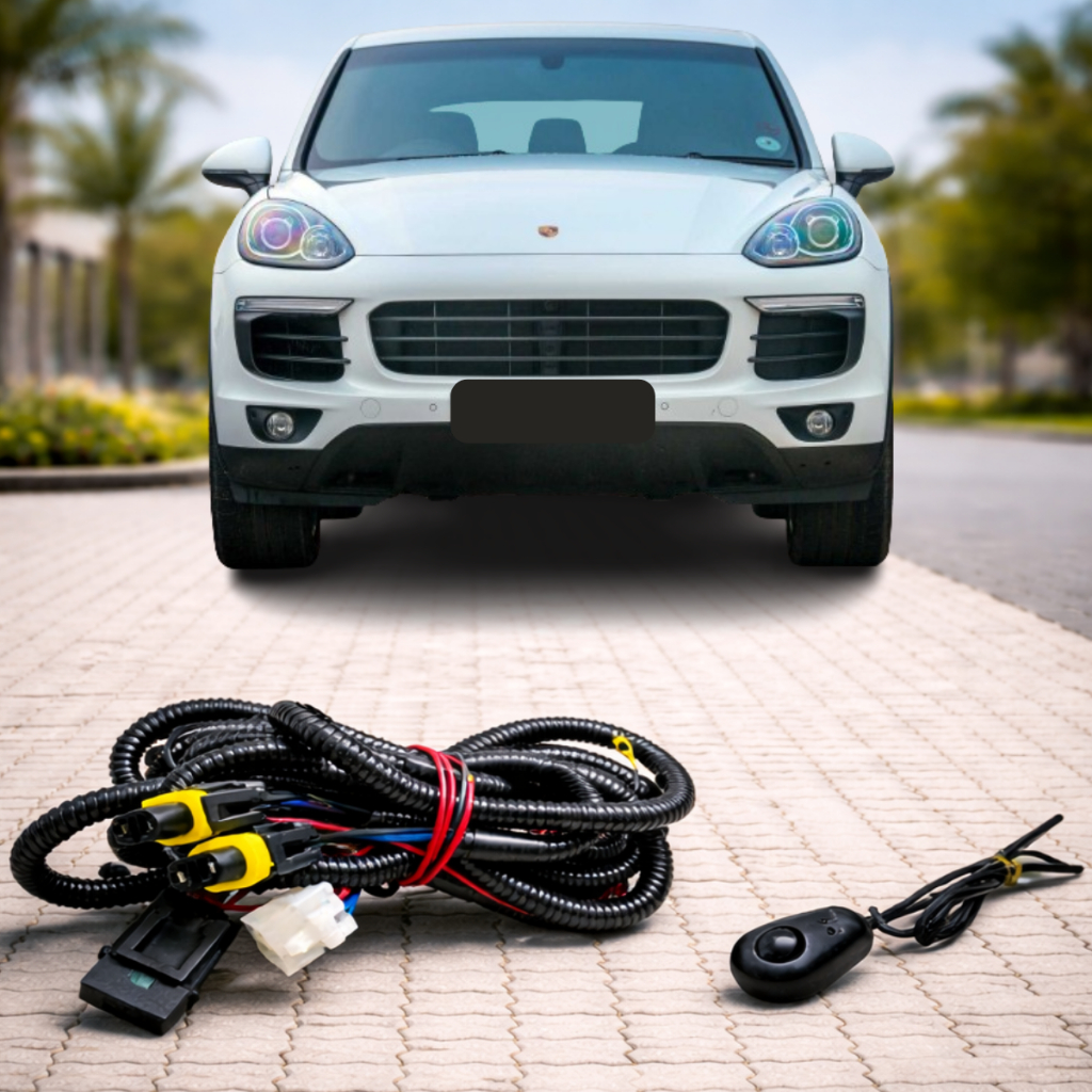 Chicote Completo Farol de Milha Porsche Cayenne 2009 a 2017 Interruptor Colante H11