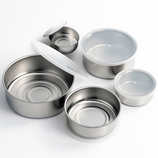 Kit Jogo 5 Tigelas Potes Inox Com Tampa Para Alimentos Cozinha Salada em Oferta na Shopee