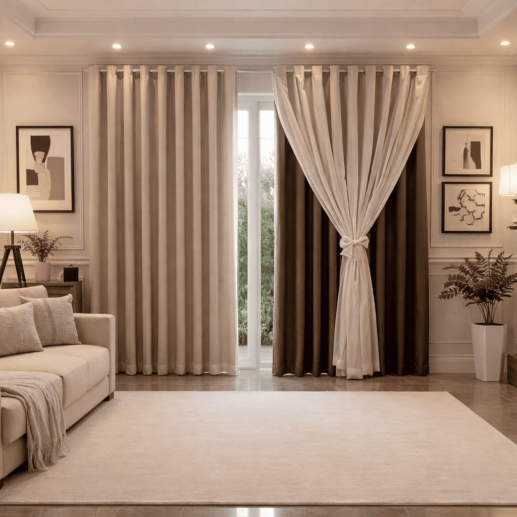 Cortina MADRI LUXO 3,00 x 2,50 c/ VOIL Branco -  Decoração Quarto, Sala, Escritório, Janela